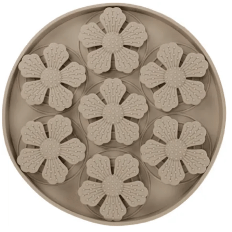 Round Flower Licking Mat Taupe – FLAMINGO| Waf & Co