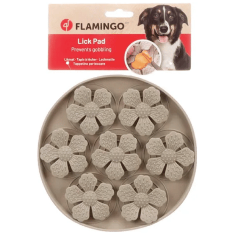 Round Flower Licking Mat Taupe – FLAMINGO| Waf & Co