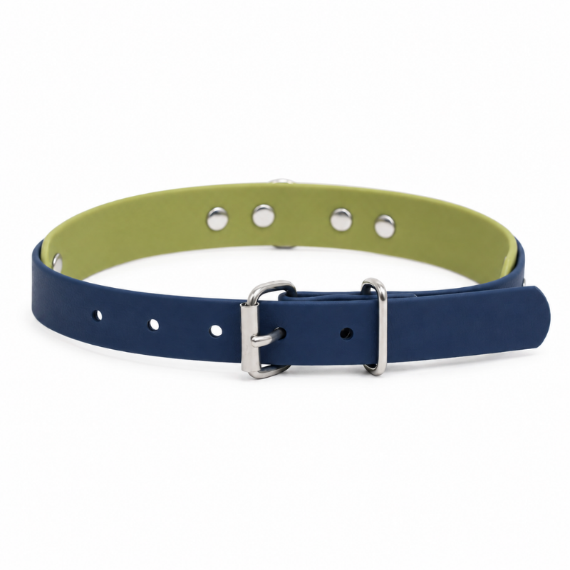 Navy Blue and Khaki Waterproof Dog Collar - Waf & Co | Waf & Co