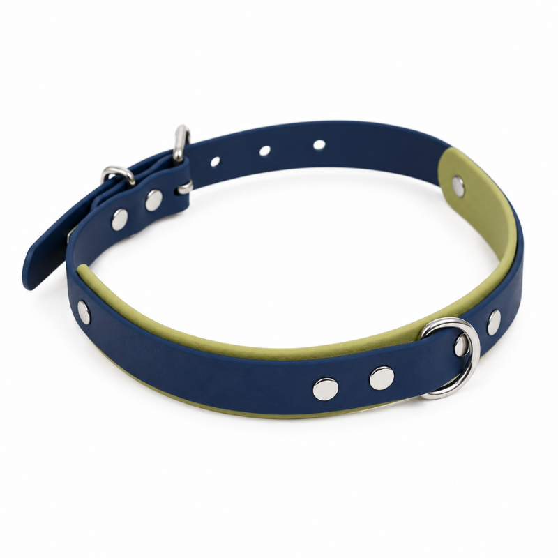 Navy Blue and Khaki Waterproof Dog Collar - Waf & Co | Waf & Co
