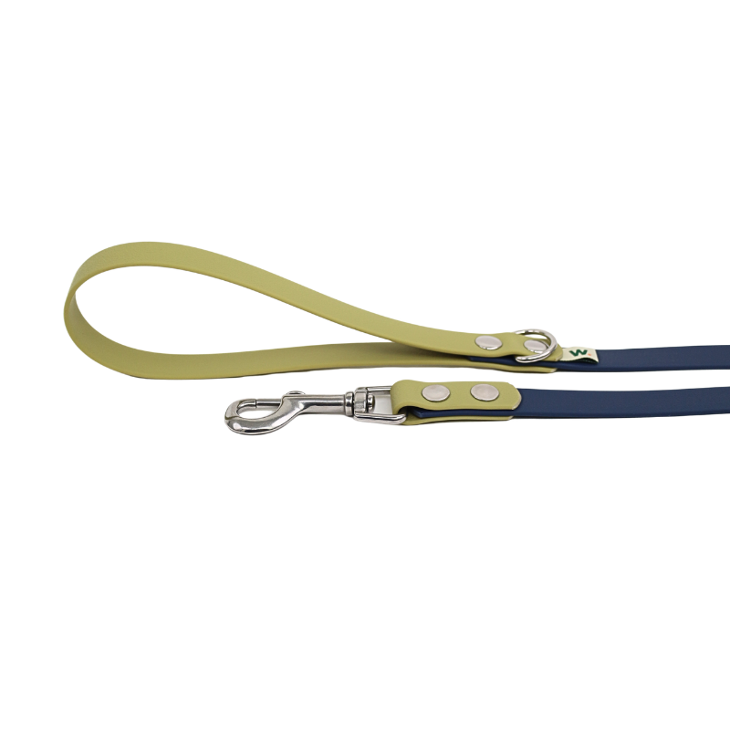 Navy blue and khaki dog leash - Waf & Co | Waf & Co