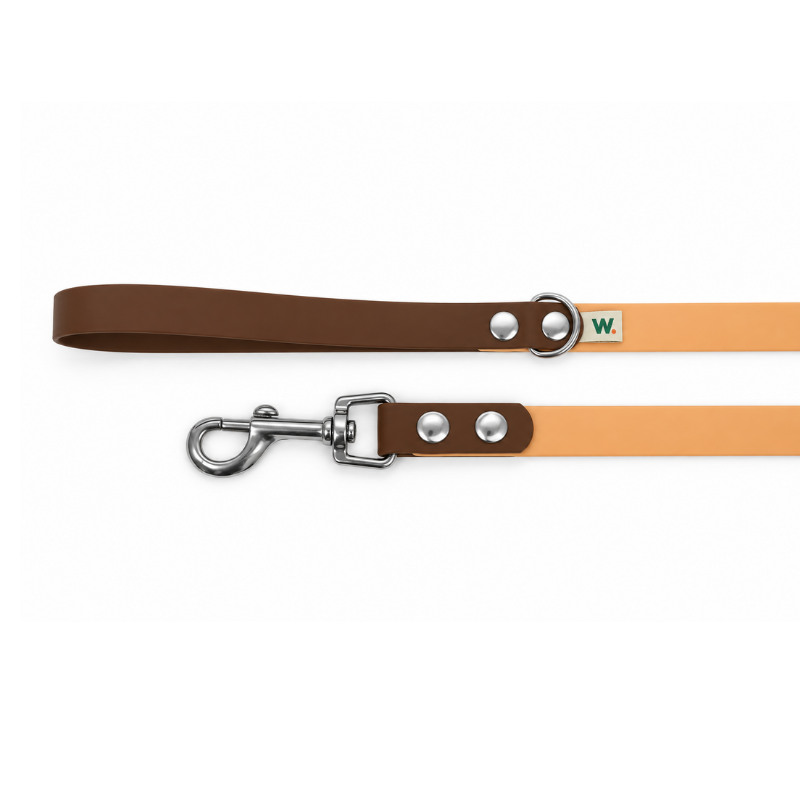 Laisse orange et marron - Waf & Co | Waf & Co