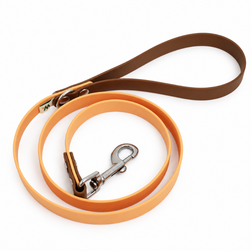 Laisse orange et marron - Waf & Co | Waf & Co
