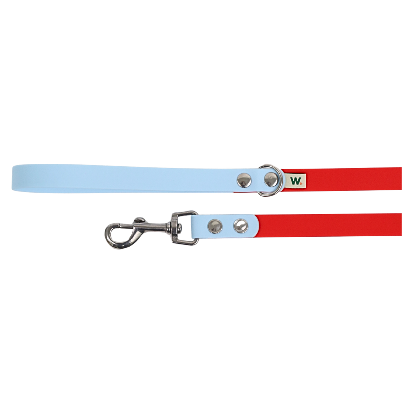 Laisse rouge et bleu ciel - Waf & Co | Waf & Co
