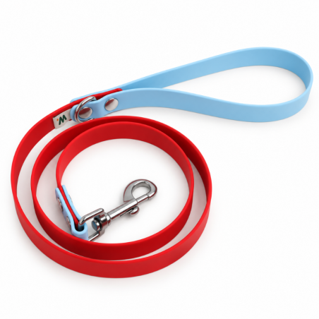Red and sky blue dog leash - Waf & Co | Waf & Co