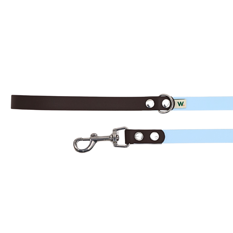 Sky blue and brown dog leash - Waf & Co | Waf & Co