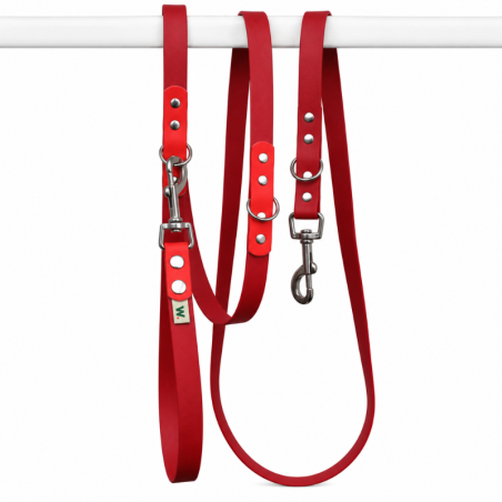 Laisse multi-positions bordeaux et rouge - Waf & Co | Waf & Co