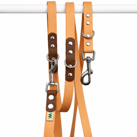 Orange and brown multi-position dog leash - Waf & Co | Waf & Co