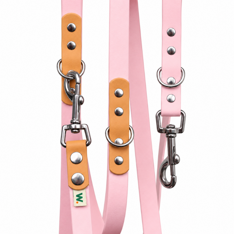 Laisse multi-positions rose et orange - Waf & Co | Waf & Co