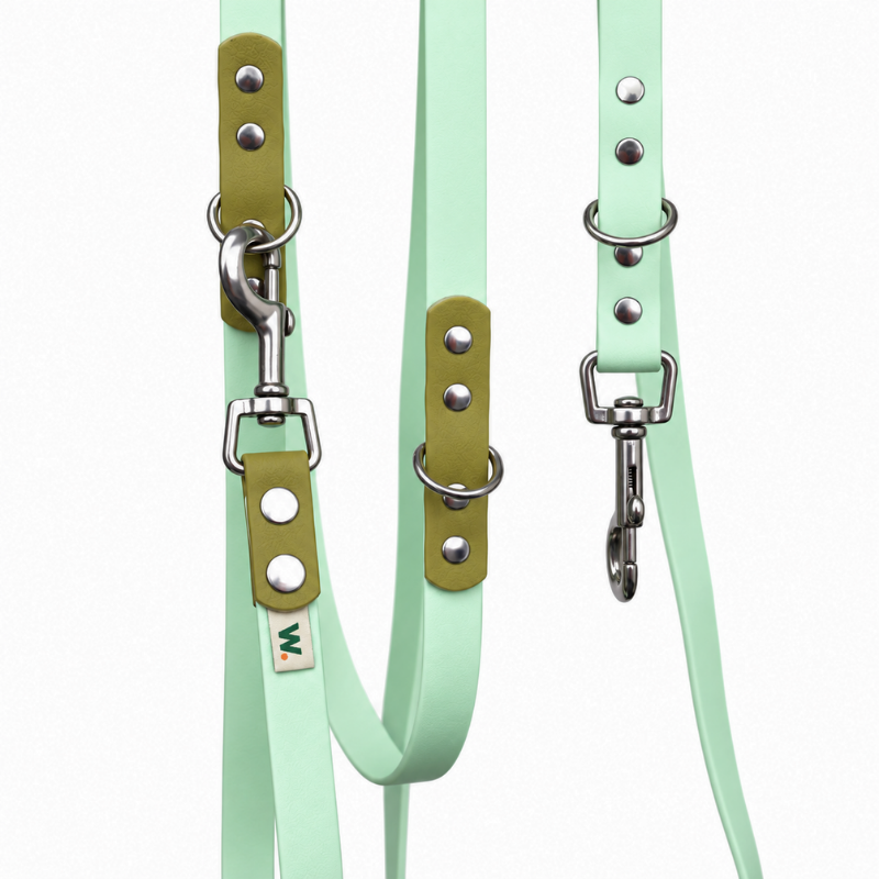 Laisse multi-positions vert et kaki - Waf & Co | Waf & Co